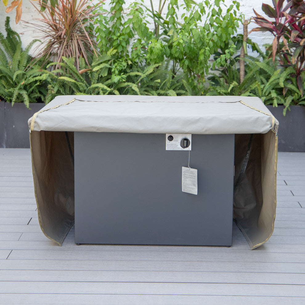 LeisureMod Chelsea 44" Waterproof Fabric Rectangle Fire Pit Table Cover