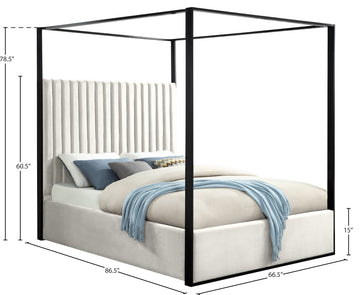 Jax Velvet Bed, Cream, Queen