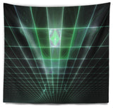 Light Green Bat on Radar Screen Abstract Wall Tapestry, 60"x50"