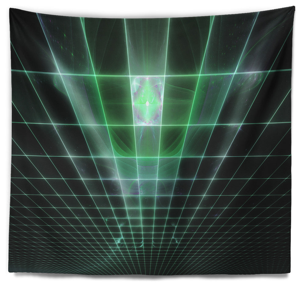 Light Green Bat on Radar Screen Abstract Wall Tapestry, 60"x50"