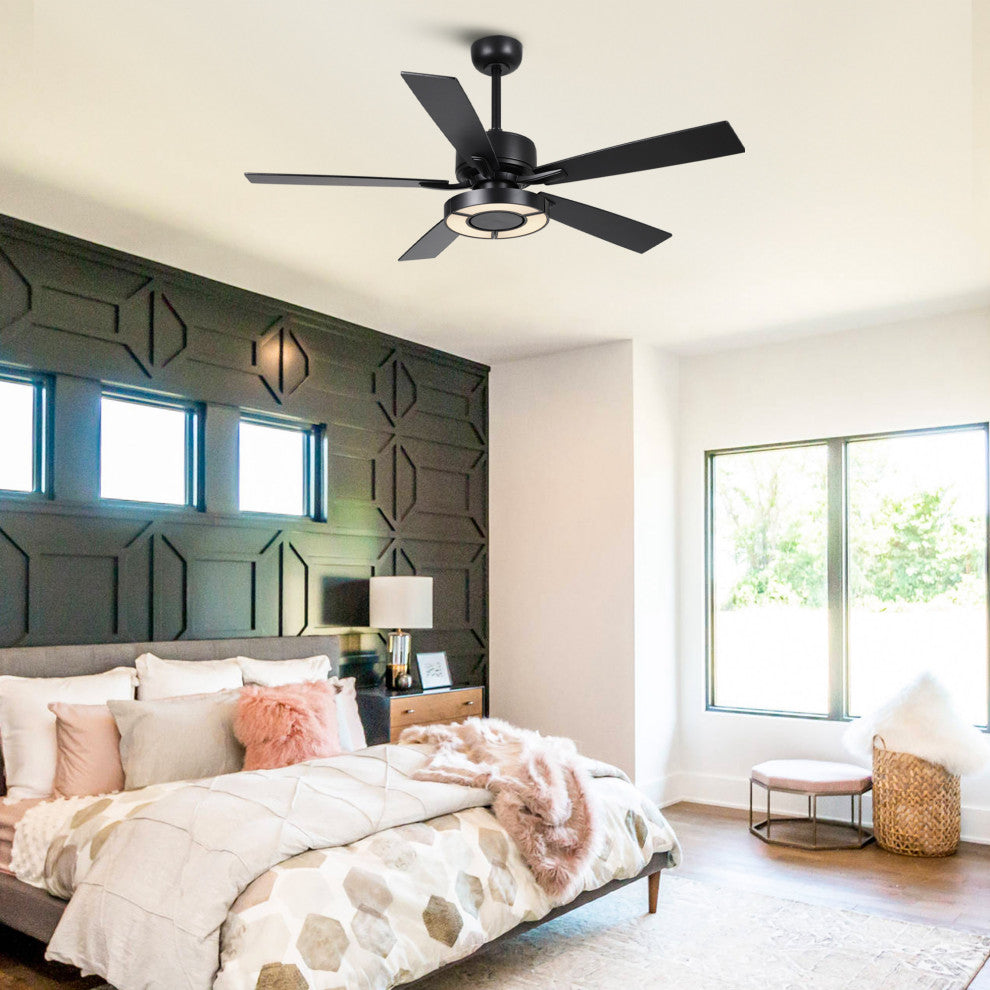 52 in. Black LED Ceiling Fan with Remote Control