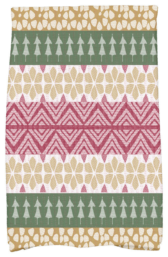 FairIsle, Geometric Print Kitchen Towel, Green, 18 x 30"