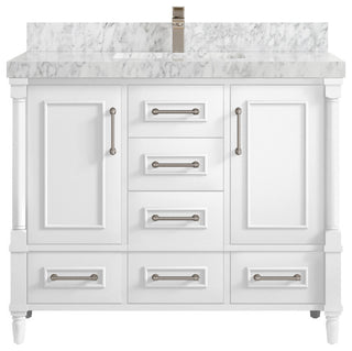 Aberdeen 42 Single Sink Bath Vanity in White 2" Carrara Marble