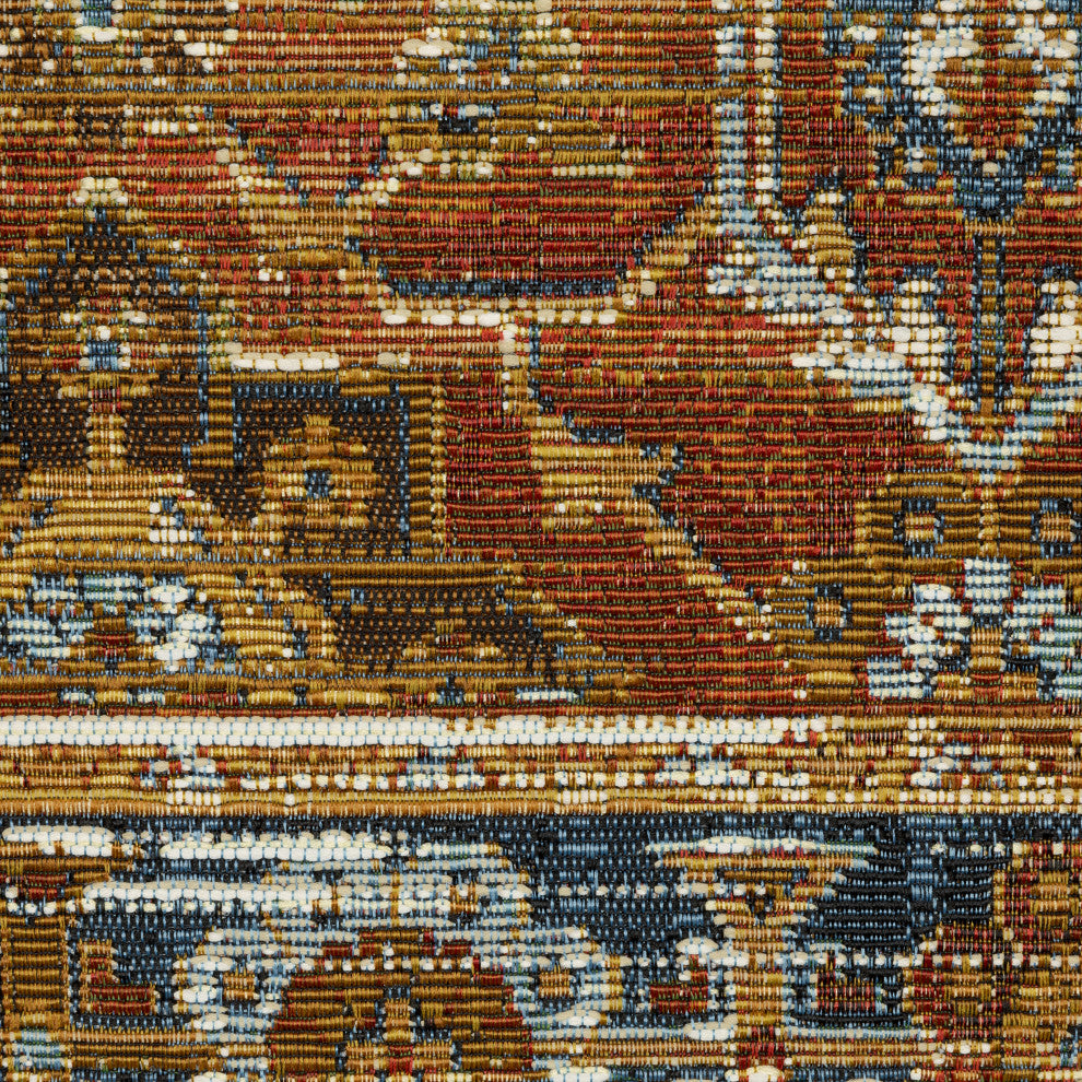 Nicholas Distressed Traditional Rust/ Blue Area Rug, 9'10" x 12'10"