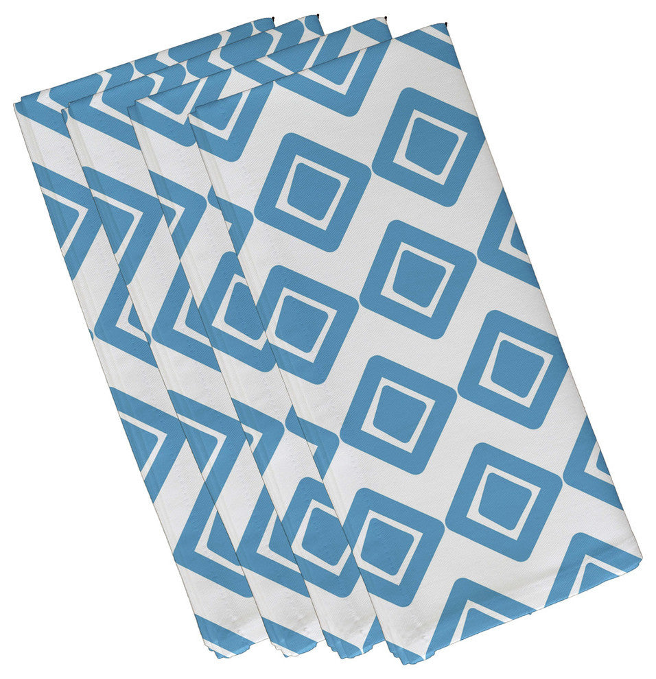 19x19", Diamond Jive 1 Geometric Print Napkin, Light Blue, Set of 4