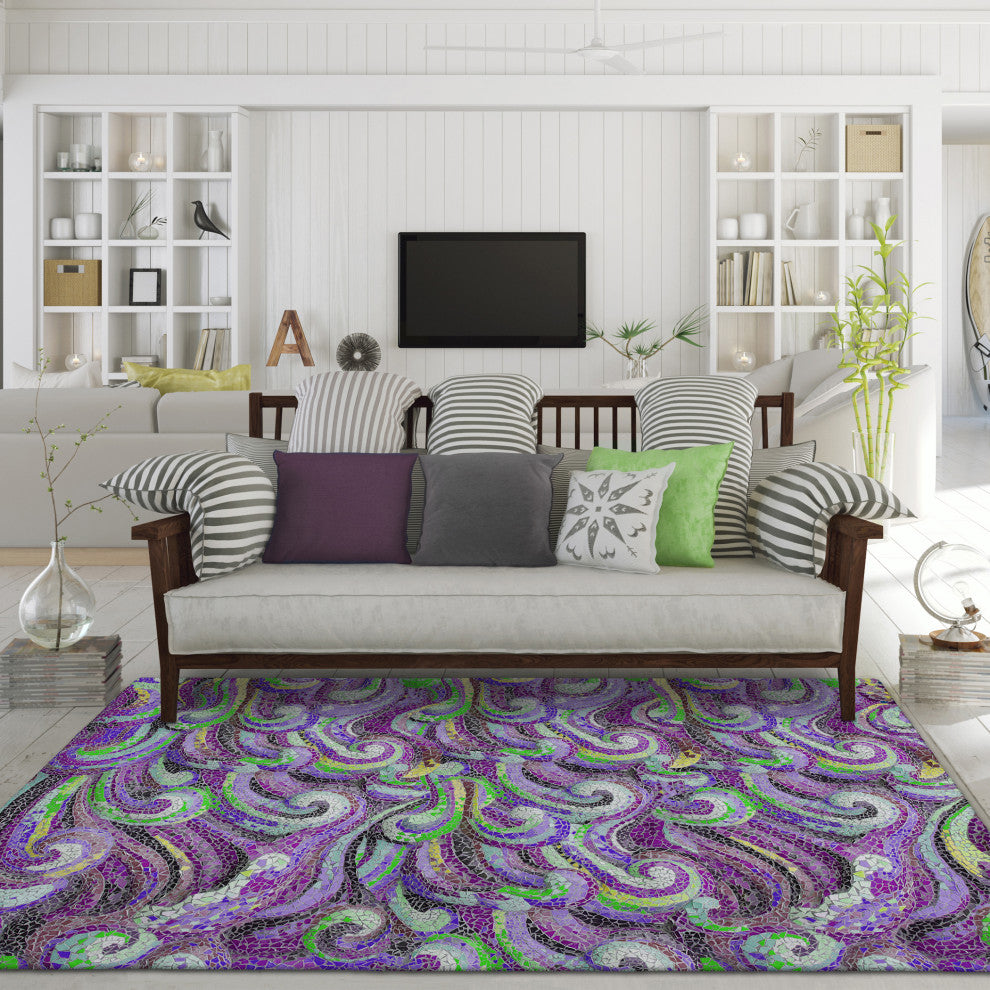 Indoor/Outdoor Seabreeze SZ14 Violet Machine Washable 9' x 12' Rug