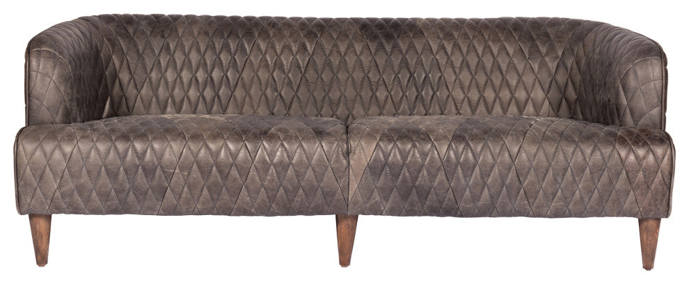 First of A Kind Magdelan Tufted Leather Sofa Nimbus Black Leather