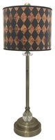 28" Crystal Lamp With Black Diamond Papyrus Shade, Antique Brass, Single