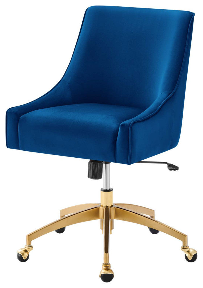 Computer Work Desk Chair, Blue Navy, Velvet, Modern, Home Business Office