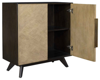 Open door showing interior storage; white background.