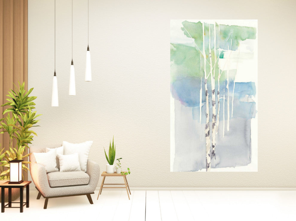 Watercolor Abstract Tree Trunks Giclee Wrap Canvas Wall Art