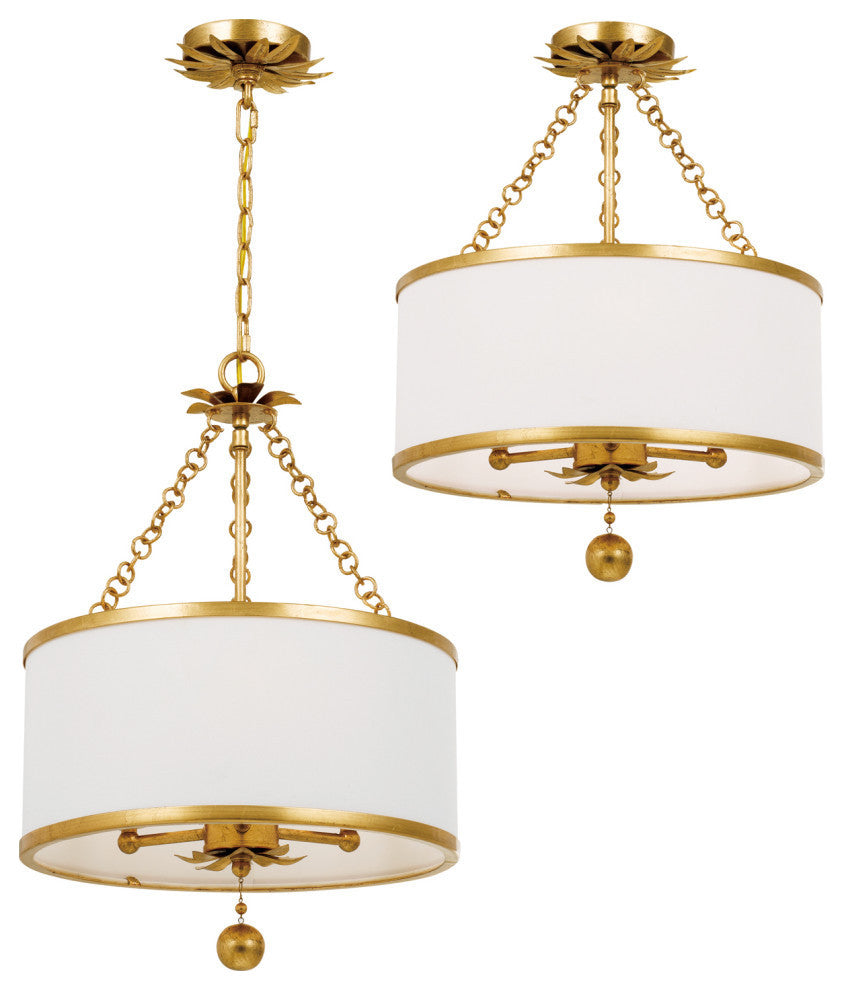 Broche 3 Light Antique Gold Chandelier