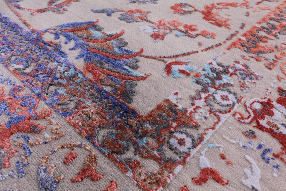 7' 10" X 10' 2" Wool and Silk Hand Knotted Persian Rug Q5879