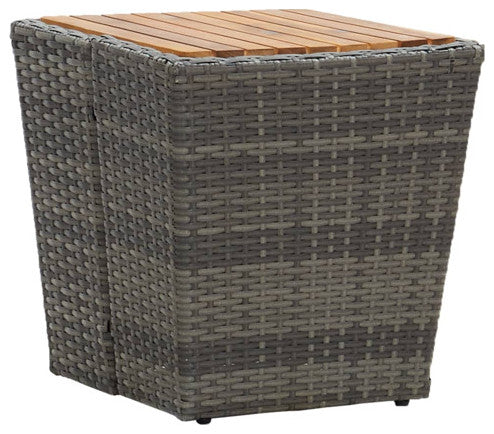 vidaXL Tea Table Patio End Table with Glass Top Coffee Table PE Rattan Gray