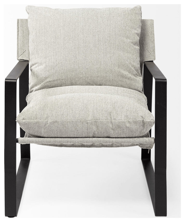 Ash Gray And Black Metal Sling Chair