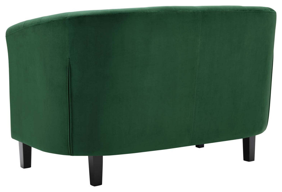 Loveseat Sofa, Velvet, Green, Modern, Living Lounge Room Hotel Lobby Hospitality