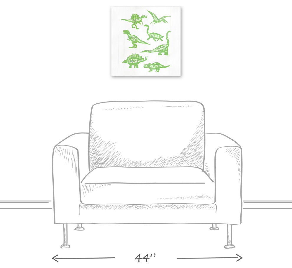 Green Dinosaurs 16x16 Canvas Wall Art