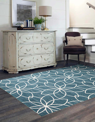 Aqua Terali Area Rug, Turquoise, 6'x9'