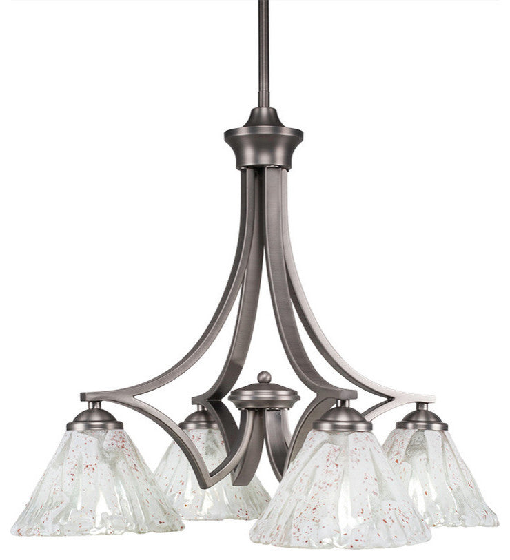 Zilo 4 Light Chandelier, Graphite Finish With 7" Italian Ice Glass