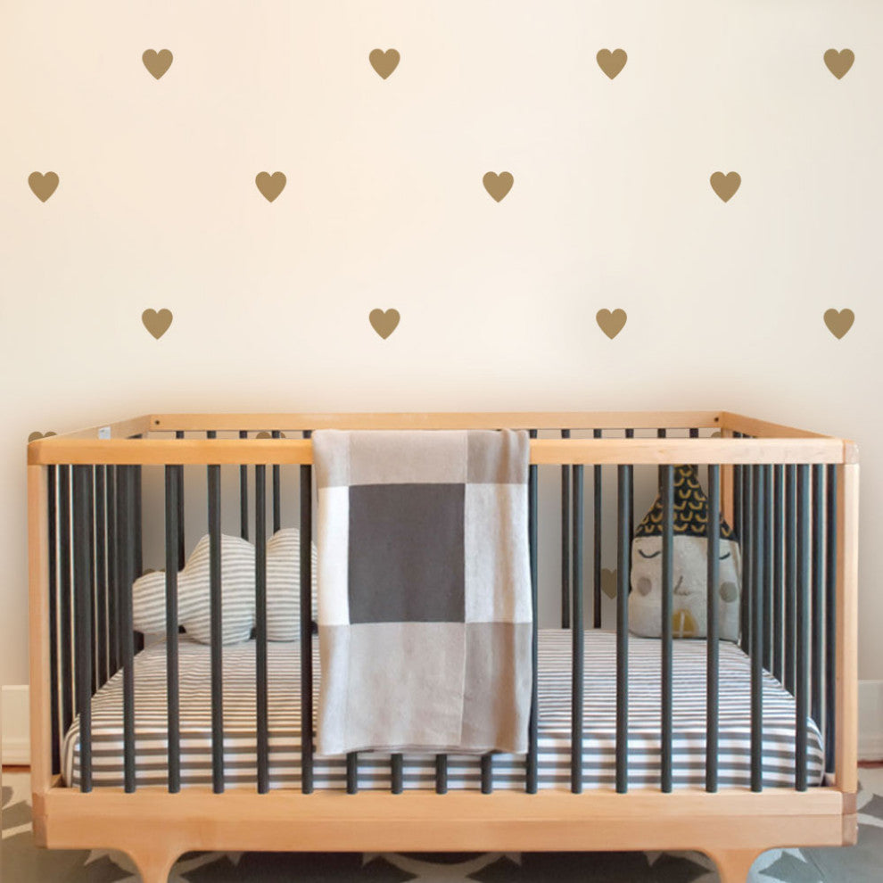 Hearts large Wall Decal, Gold