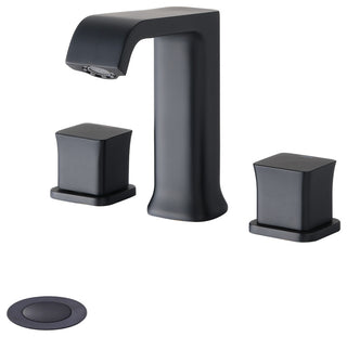 8" Widespread Bathroom Faucet with Pop-up Drain Assembly, Matte Black