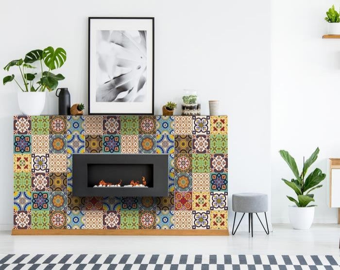 8"x8" Auguri Geo Peel and Stick Removable Tiles