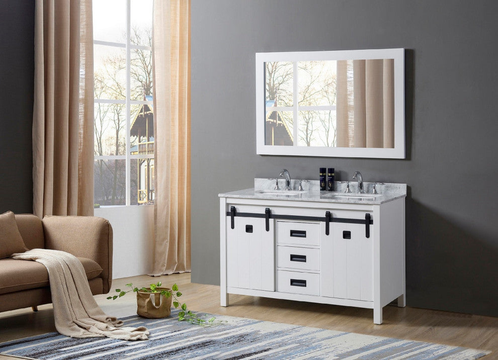48" Davinci Bath Vanity, White and Mirror
