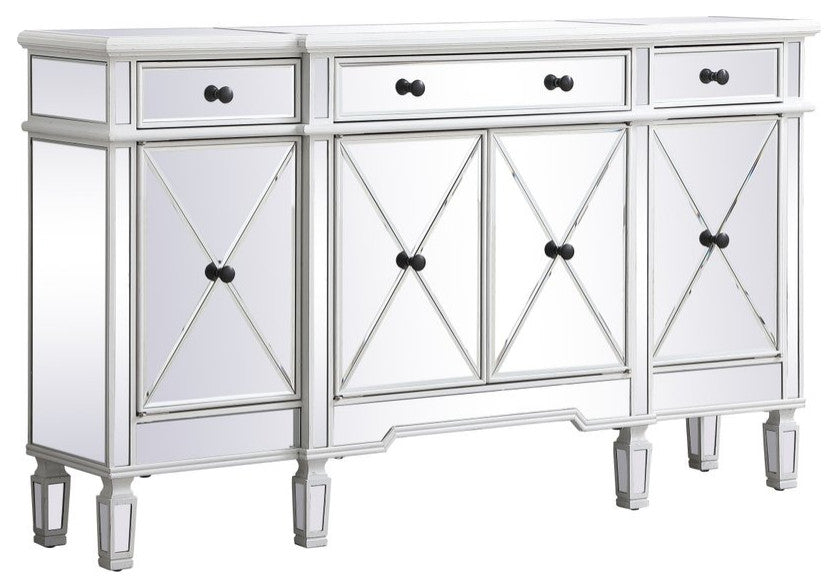 Calum 60" Mirrored Credenza, Antique White