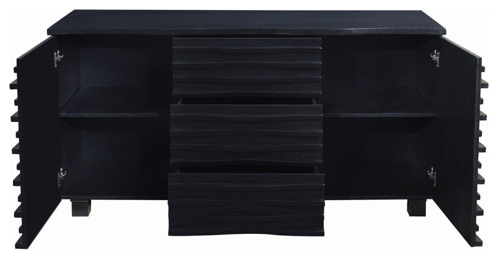 3 Drawers and 2 Doors Server, Black