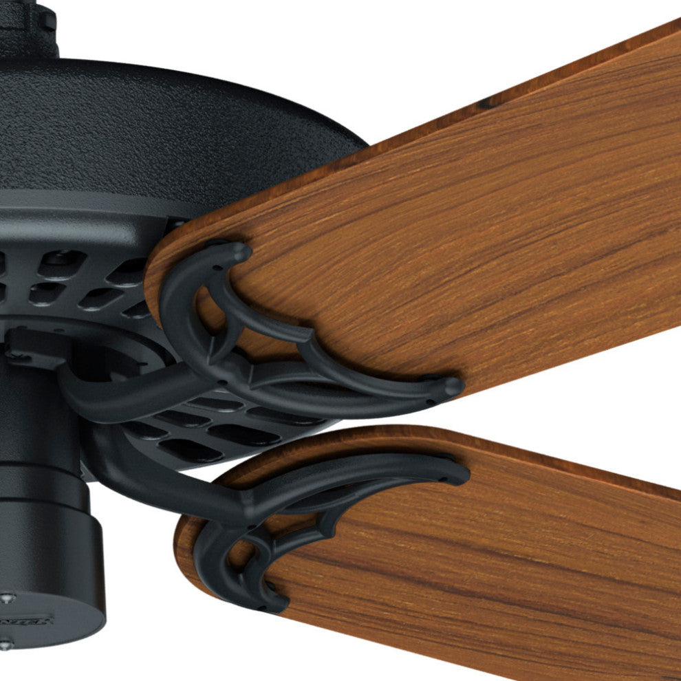 Hunter Fan Company 52" Outdoor Orig Teak Blades Black Ceiling Fan