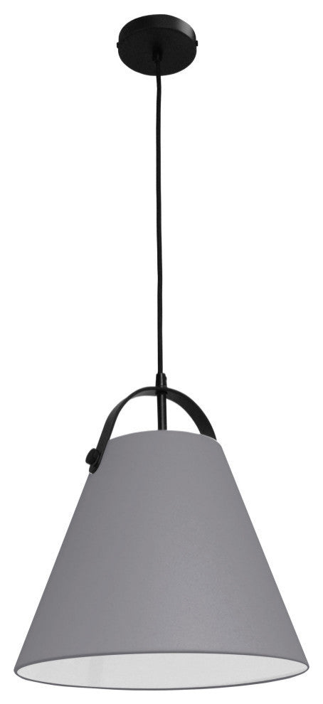 1 Light Emperor Pendant Matte Black with Grey Shade