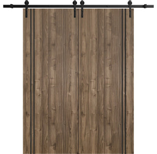 Sturdy Double Barn Door 60 x 96 with | Planum 0016 Walnut with  | 13FT