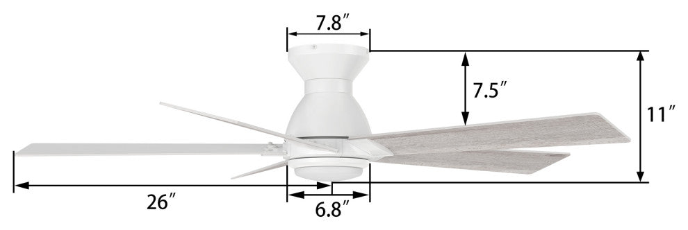 CARRO 52" Indoor Ceiling Fan With Remote and Light Kit for Living Room, White