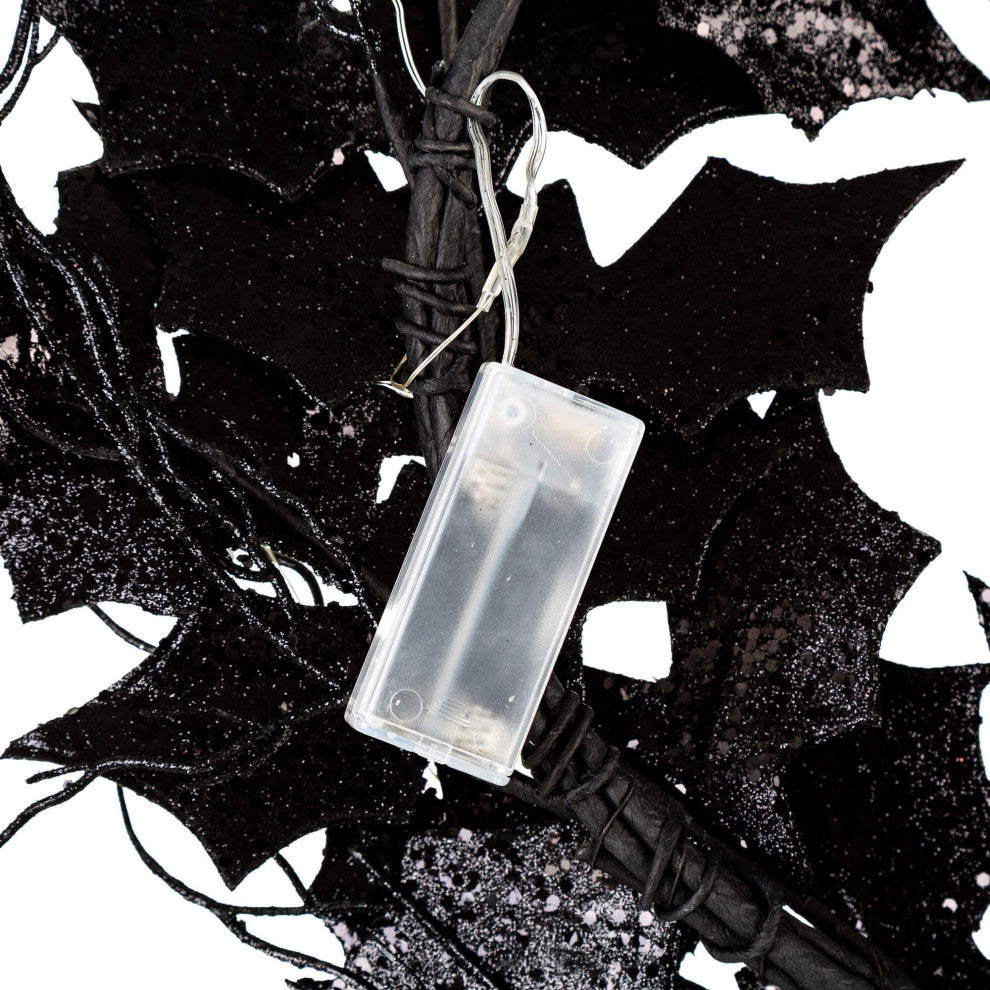 Lighted Halloween Bat Garland and Wreath, Swirling Pattern