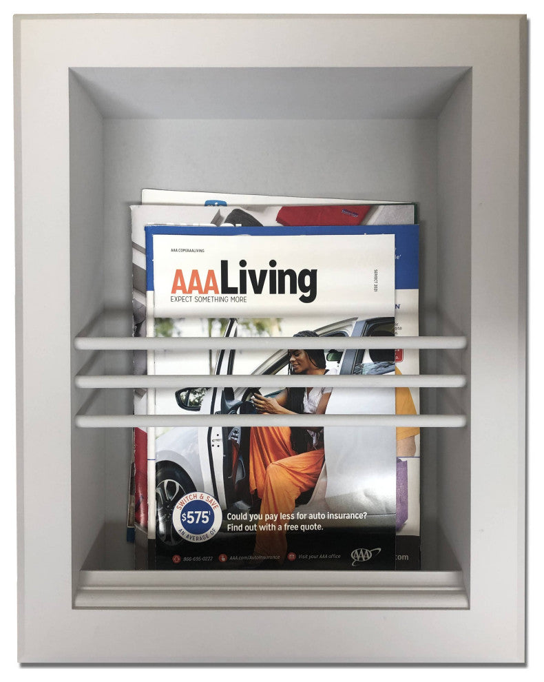 Montclair Recessed Magazine Rack, Primed Gray