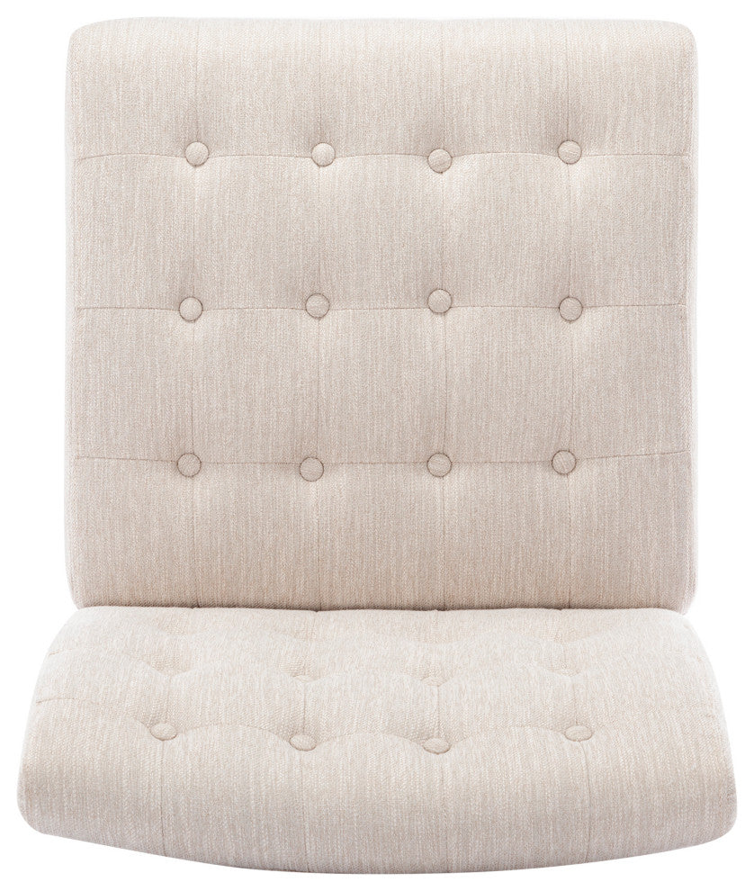 Mulligan Fabric Tufted Slipper Chairs, Set of 2, Beige + Matte Black