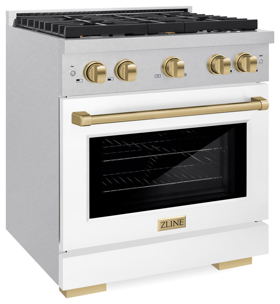 ZLINE 30" Gas Range, DuraSnow With White Matte SGRSZ-WM-30-CB