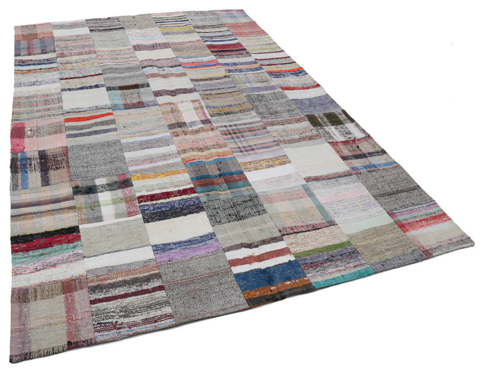 Rug N Carpet - Handmade Anatolian 6' 7'' x 9' 10'' Rustic Patchwork Kilim Rug