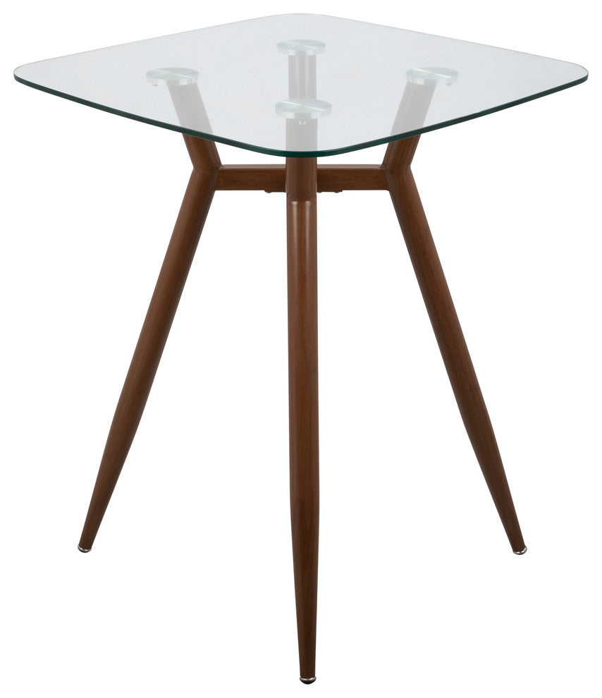 Lumisource Clara Counter Table, Walnut Metal and Clear Glass