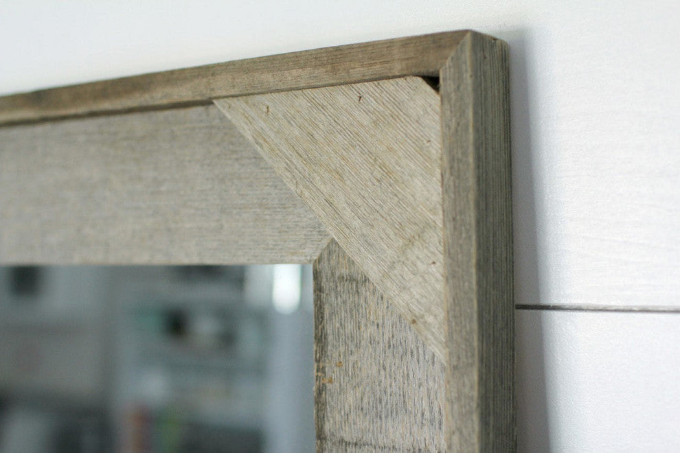 Rustic Mirror, Cornerblock Barnwood Style, 30"x42"