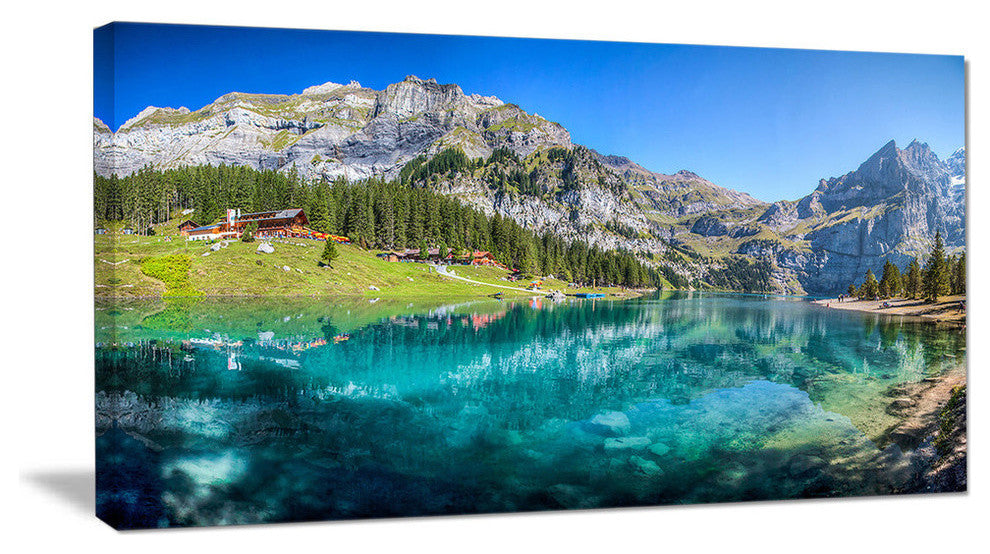 Lake Oeschinen Switzerland, Large landscape Canvas Art Print, 60"x28"