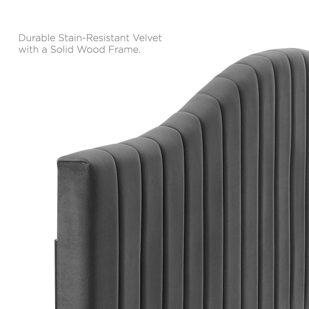 Tufted Platform Bed Frame, Full Size, Velvet, Gray, Modern Contemporary