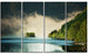 Beautiful Lake By Green Mountains, Landscape Canvas Art, 48"x28", 4 Panels