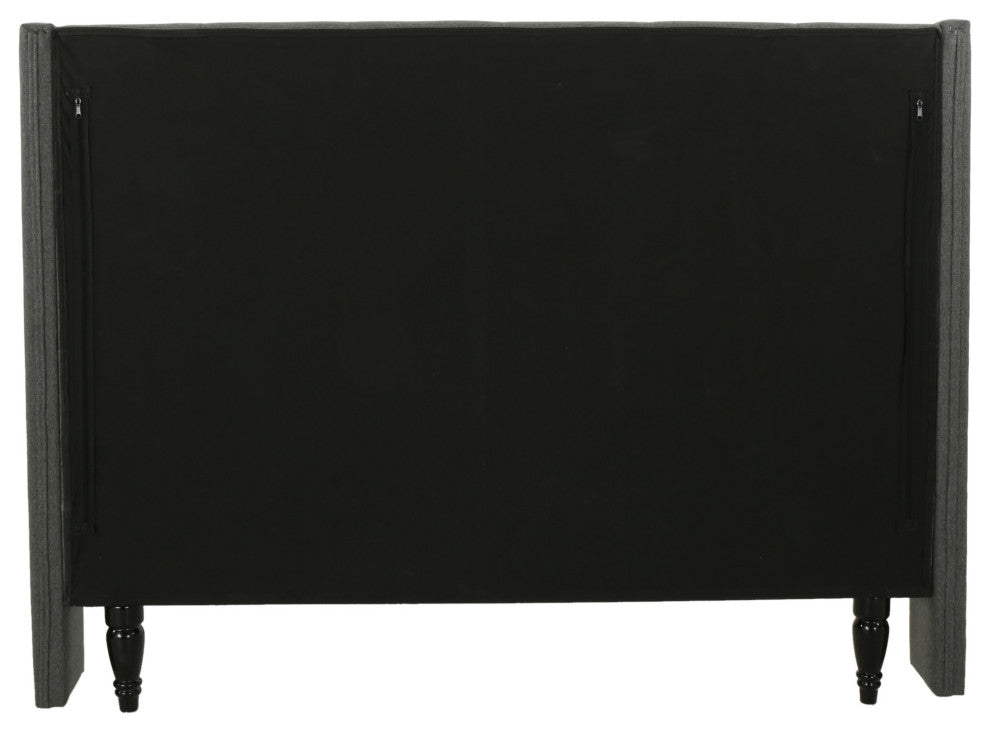 GDF Studio Ray Traditional Fully-Upholstered Queen-Size Bed Frame, Charcoal Gray