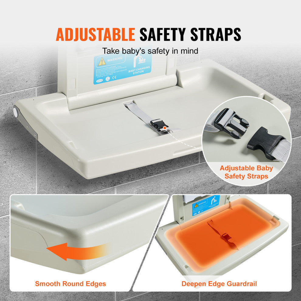 VEVOR Wall-Mounted Baby Changing Station Horizontal Foldable Diaper Change Table