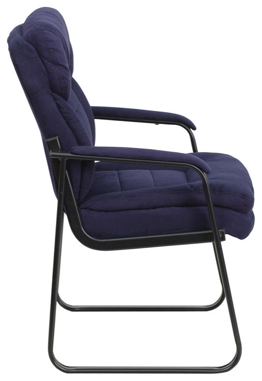 Microfiber Executive Side Chair with Sled Base, Navy