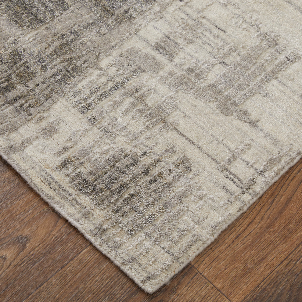 Kinton Modern Abstract, Gray/Ivory, 3'x5' Area Rug
