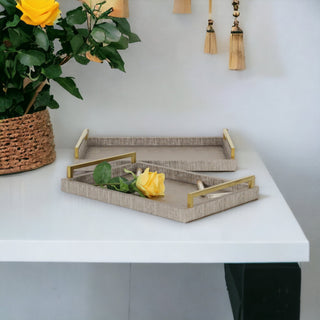 Lusan Vinyl Tray Set - Pewter Linen