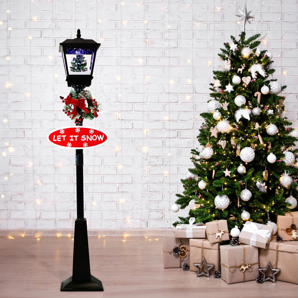 Let It Snow 71" Lamp, Black, Holiday Tree, 2 Signs, Snow, Holiday Music