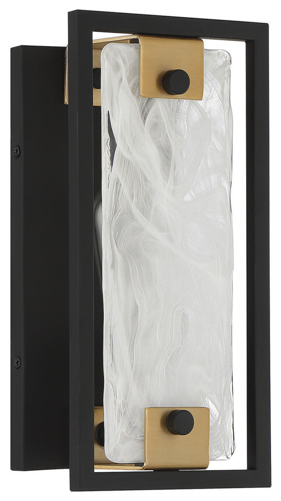 Hayward 1-Light Wall Sconce, Matte Black With Warm Brass Accents